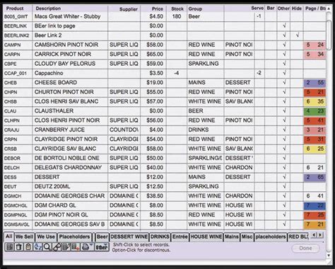 product list.
